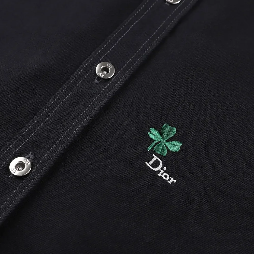 Dior Overshirt with Dior Clover Embroidery Black Cotton Twill for Men Dior Overshirt with Dior Clover Embroidery Black Cotton Twill for Men