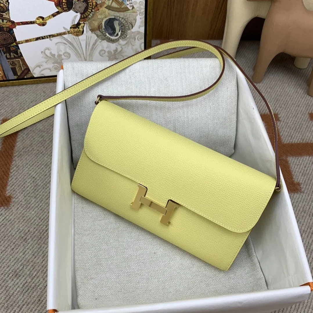 Hermes Constance Long Togo Wallet Yellow, Gold Toned Hardware Bag