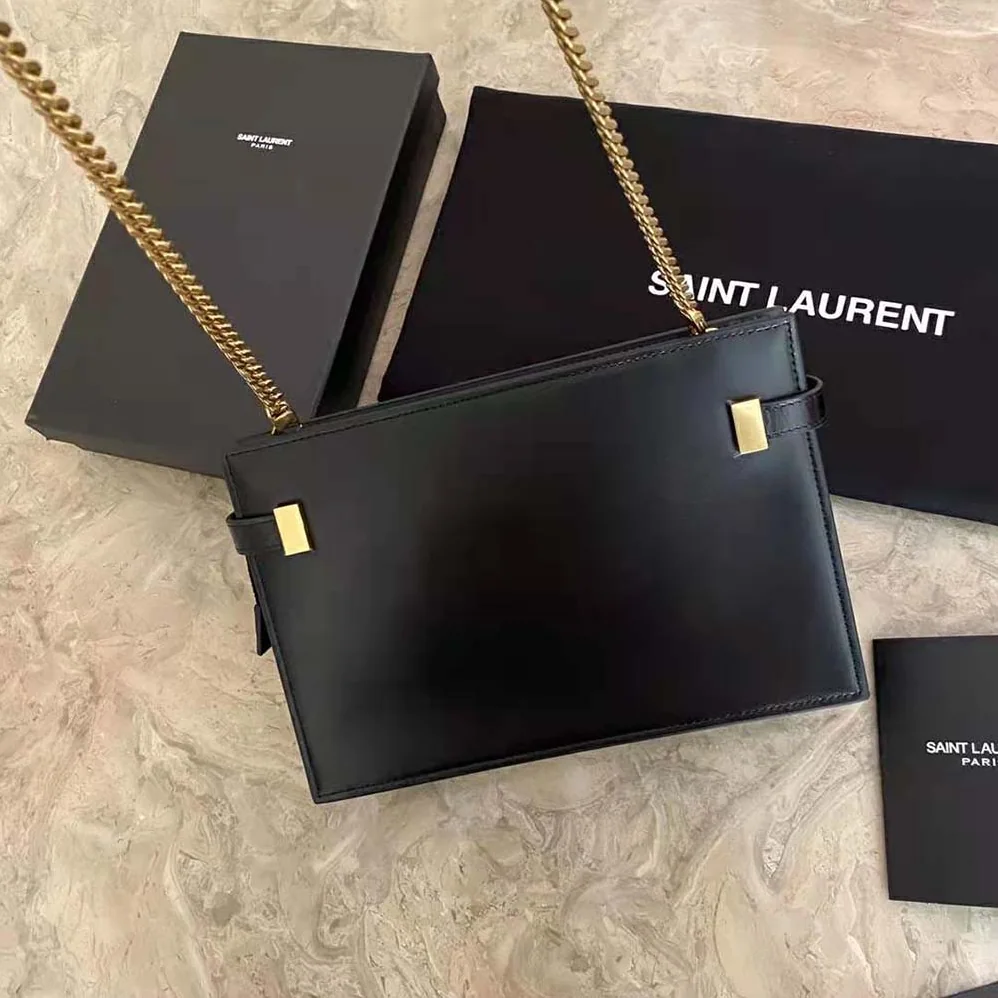 Saint Laurent YSL New Manhattan Pouch in Box Saint Laurent Leather for Women in Black Saint Laurent YSL New Manhattan Pouch in Box Saint Laurent Leather for Women in Black