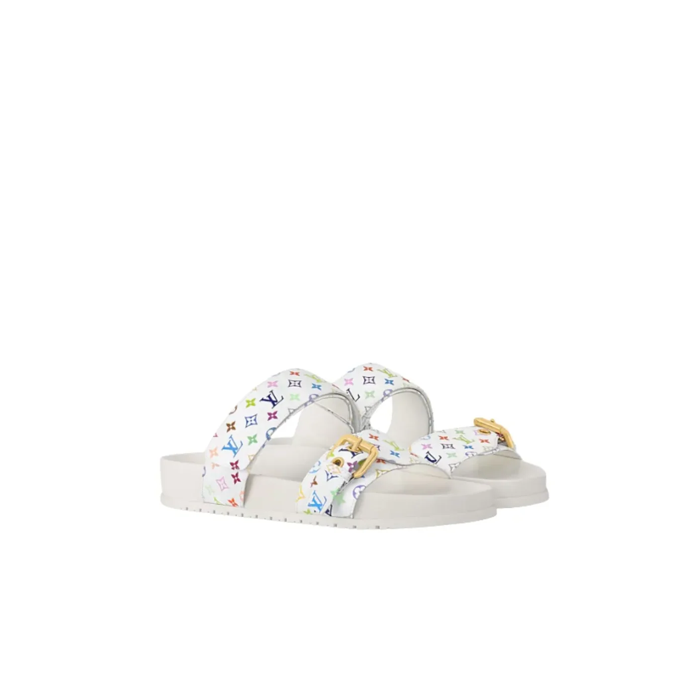 Louis Vuitton LV x TM Bom Dia Flat Comfort Mule Multicolored Blanc - 1AGXU3 Louis Vuitton LV x TM Bom Dia Flat Comfort Mule Multicolored Blanc - 1AGXU3