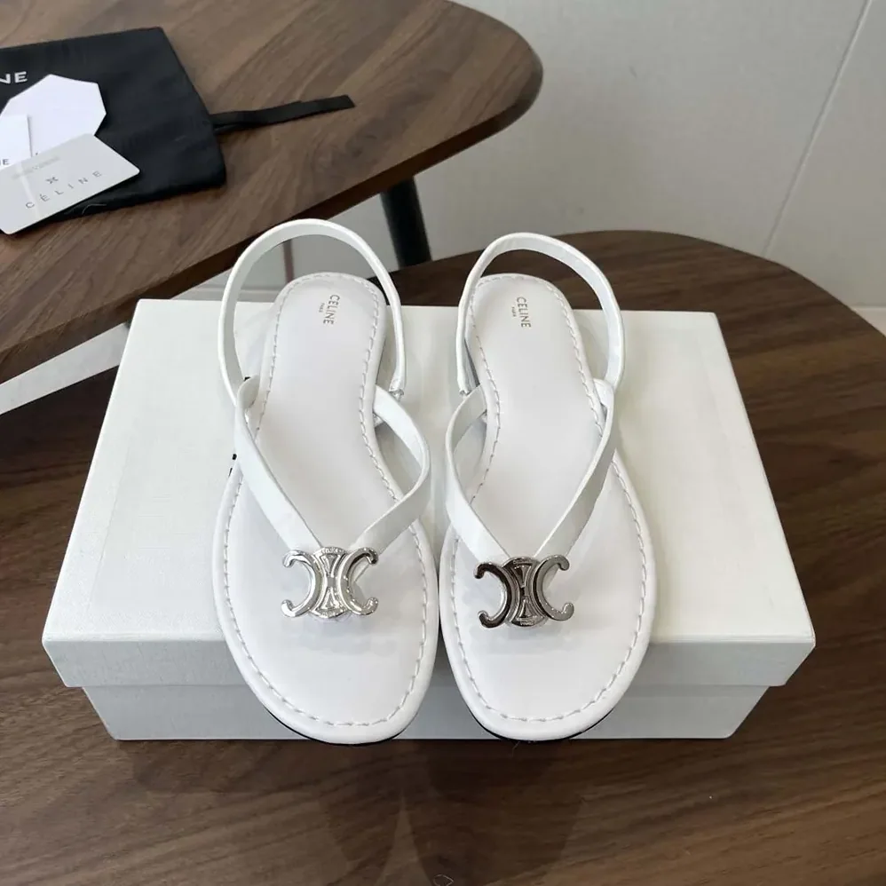 Celine Biki Sandal in Calfskin for Women in White
