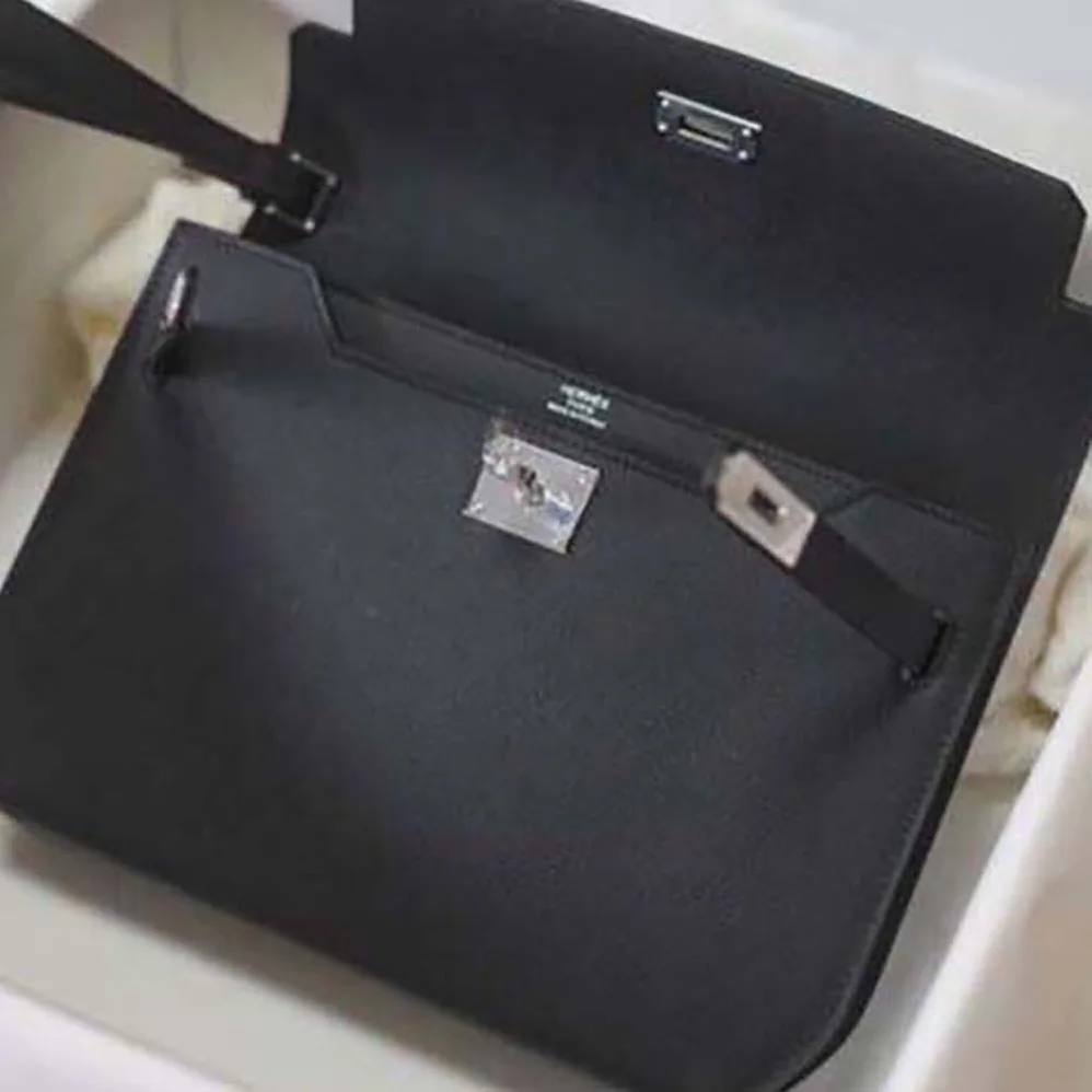 Hermes Kelly Depeches 25 Pouch for Men in Black