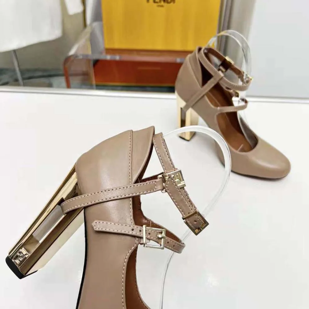Fendi Delfina Dove Gray Leather High for Women in heeled Court Shoes Fendi Delfina Dove Gray Leather High for Women in heeled Court Shoes
