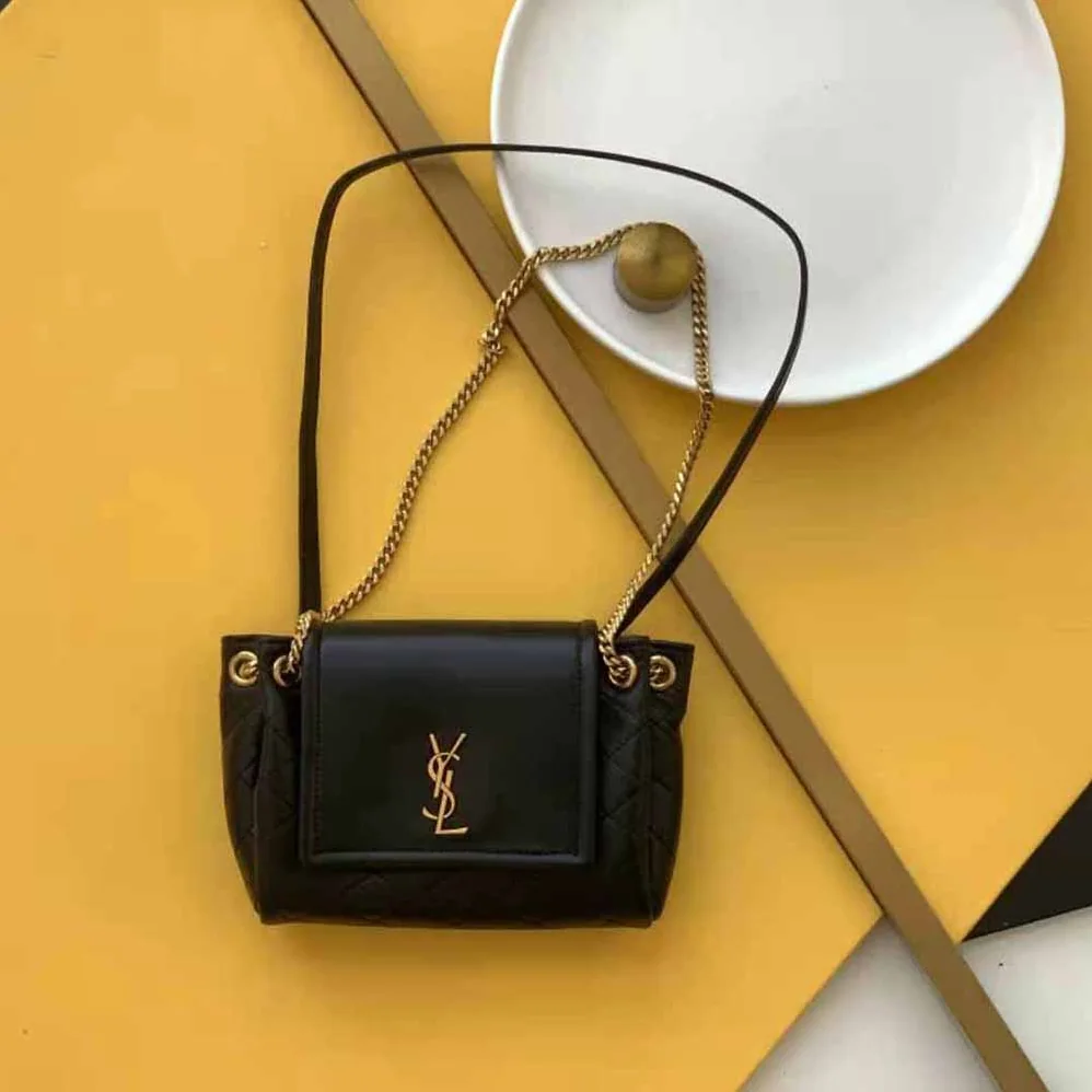 Saint Laurent YSL Mini Nolita in Lambskin for Women in Black Saint Laurent YSL Mini Nolita in Lambskin for Women in Black