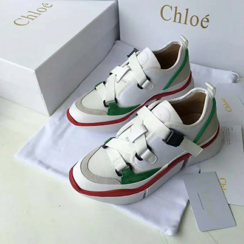Chloe Sonnie Low-Top Sneaker in Suede Calfskin & Mix of Materials for Women in White Chloe Sonnie Low-Top Sneaker in Suede Calfskin & Mix of Materials for Women in White