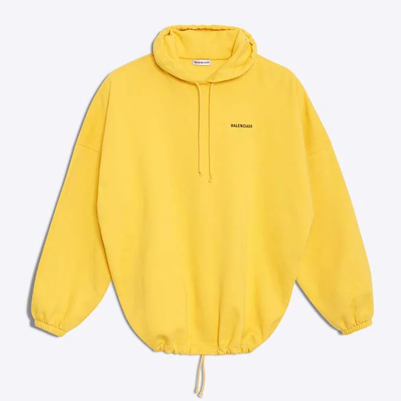 Balenciaga Hoodie Cardigan Logo Printed Hooded Sweater for Women in Yellow