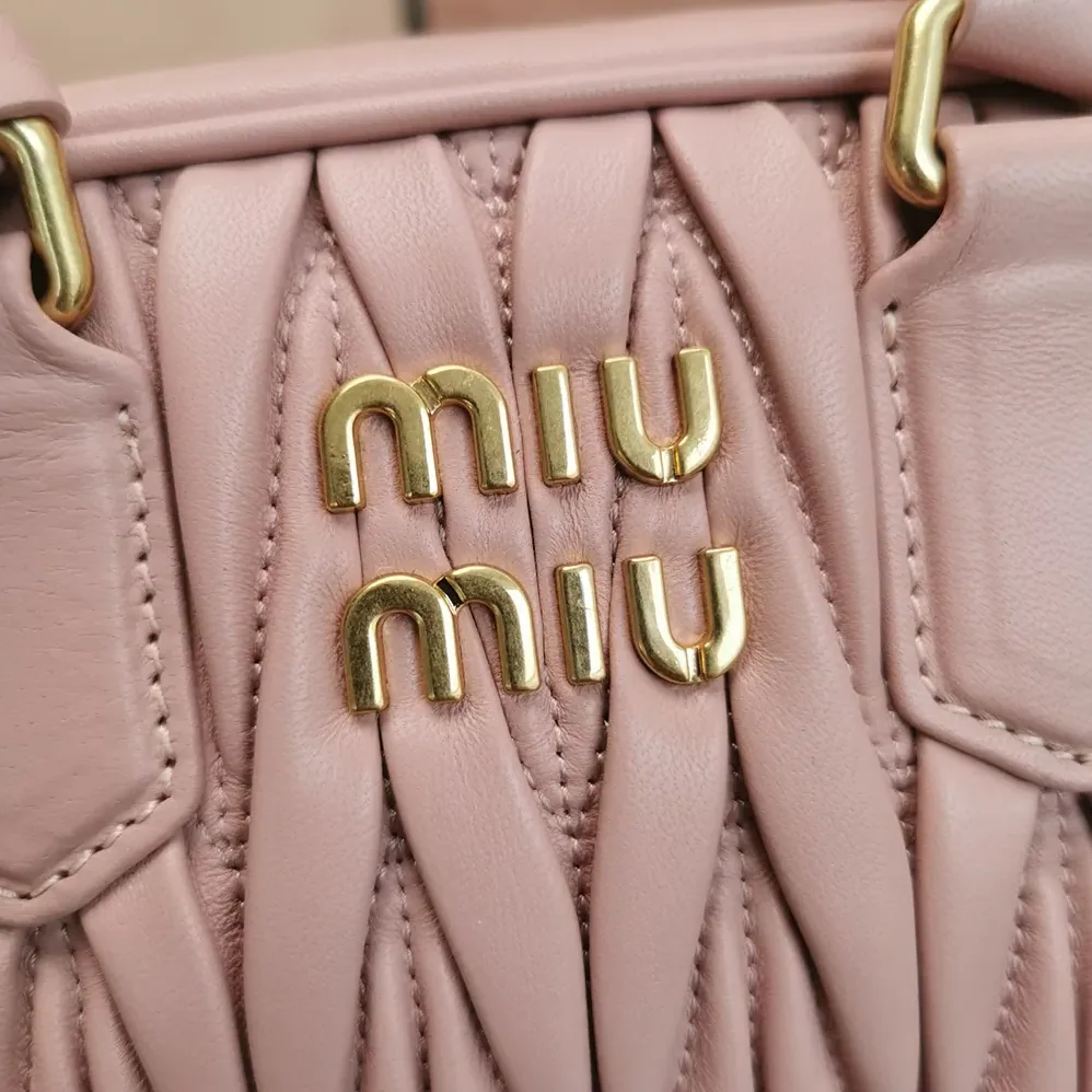 Miu Miu Arcadie Matelassé Nappa Leather Bag for Women in Alabaster Pink Miu Miu Arcadie Matelassé Nappa Leather Bag for Women in Alabaster Pink