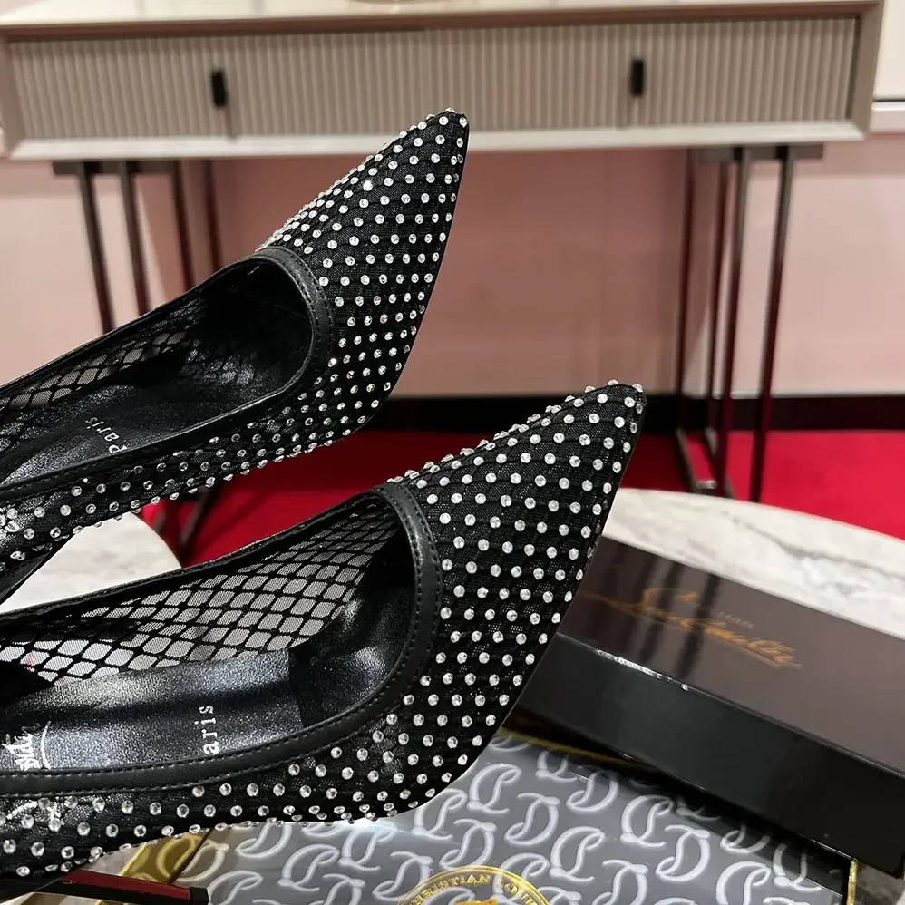 Christian Louboutin Apostropha Mesh Strass 80mm Pumps for Women in Black