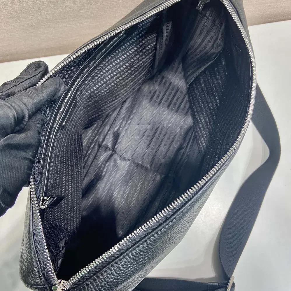Prada Leather Shoulder Bag for Men in Black