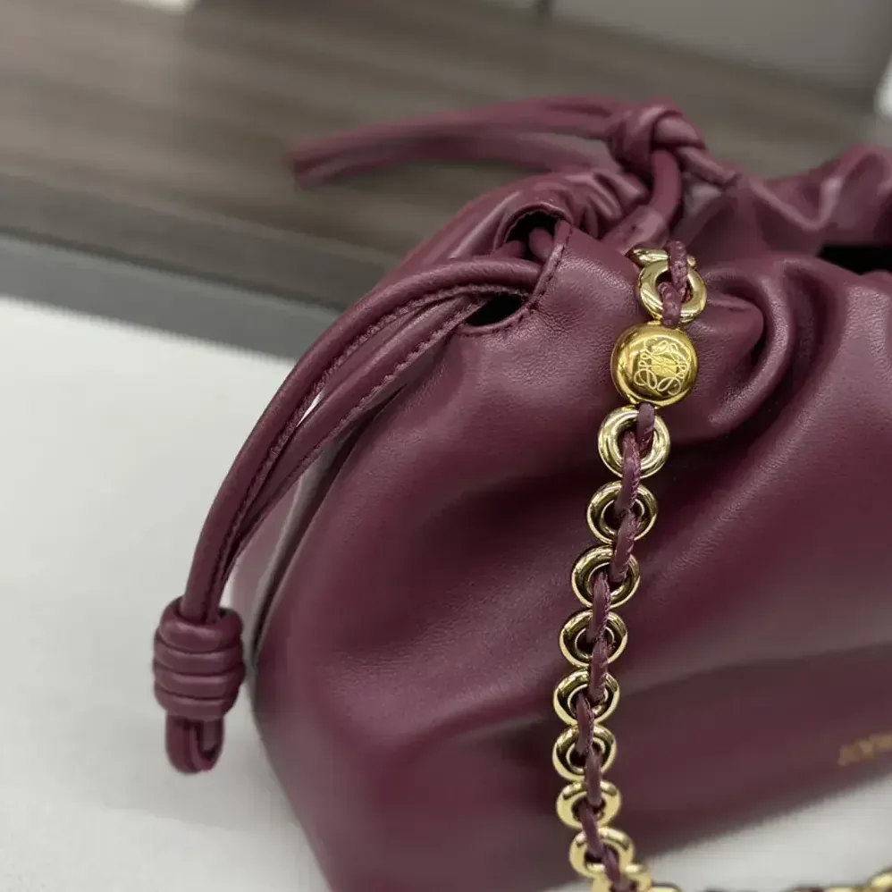 Loewe Medium Flamenco Purse in Mellow Nappa Lambskin for Unisex in Dark Burgundy