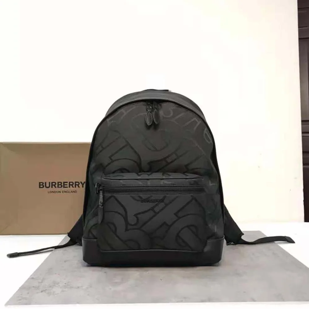 Burberry Monogram Jacquard Backpack for Men in Black Burberry Monogram Jacquard Backpack for Men in Black