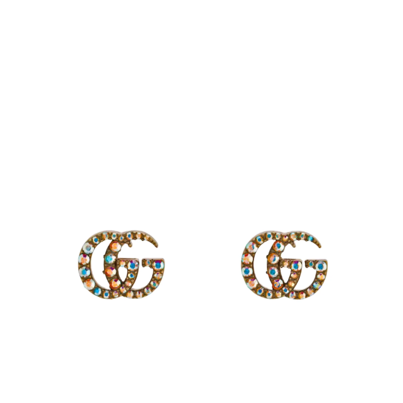Gucci Marmont Crystal Earrings Antique Gold Hardware
