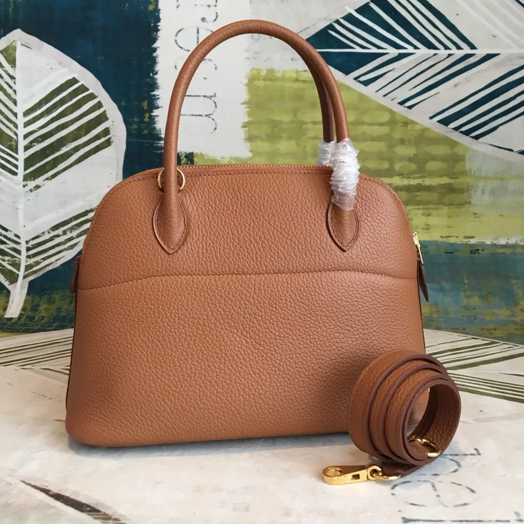 Hermes Bolide Bag Brown Silver Toned Hardware /