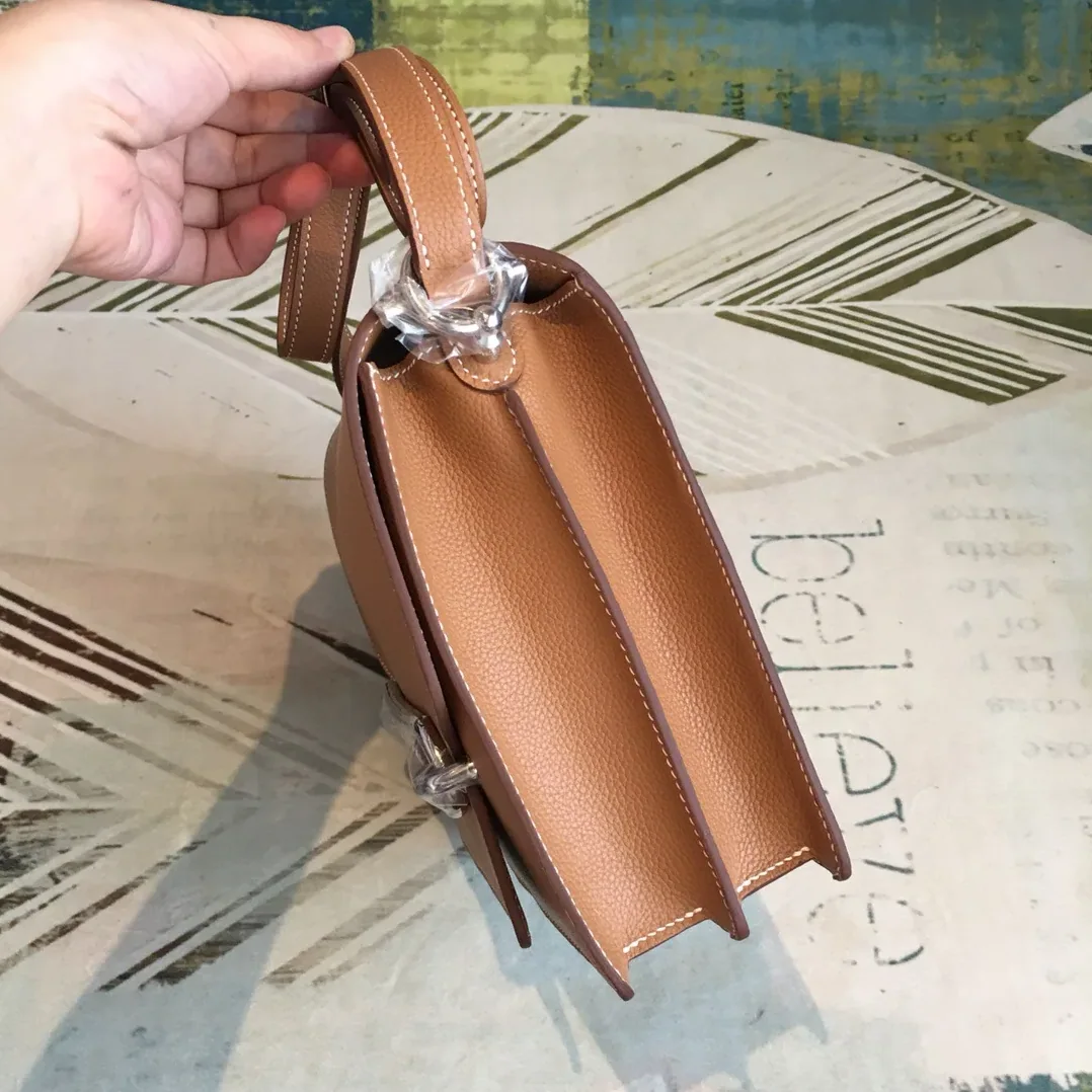 Hermes Mini Evercolor Sac Roulis 19 Brown Palladium Hardware / Hermes Mini Evercolor Sac Roulis 19 Brown Palladium Hardware /