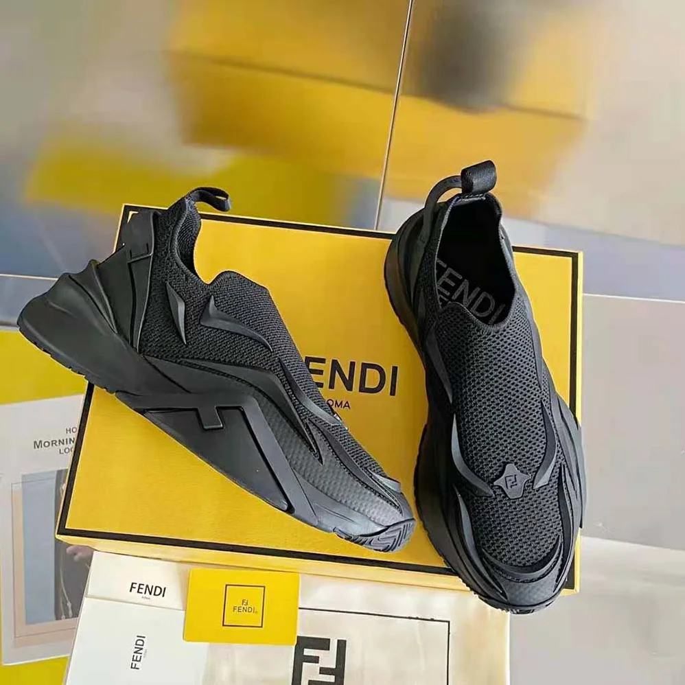 Fendi Flow Black Mesh Running Sneakers for Unisex Fendi Flow Black Mesh Running Sneakers for Unisex