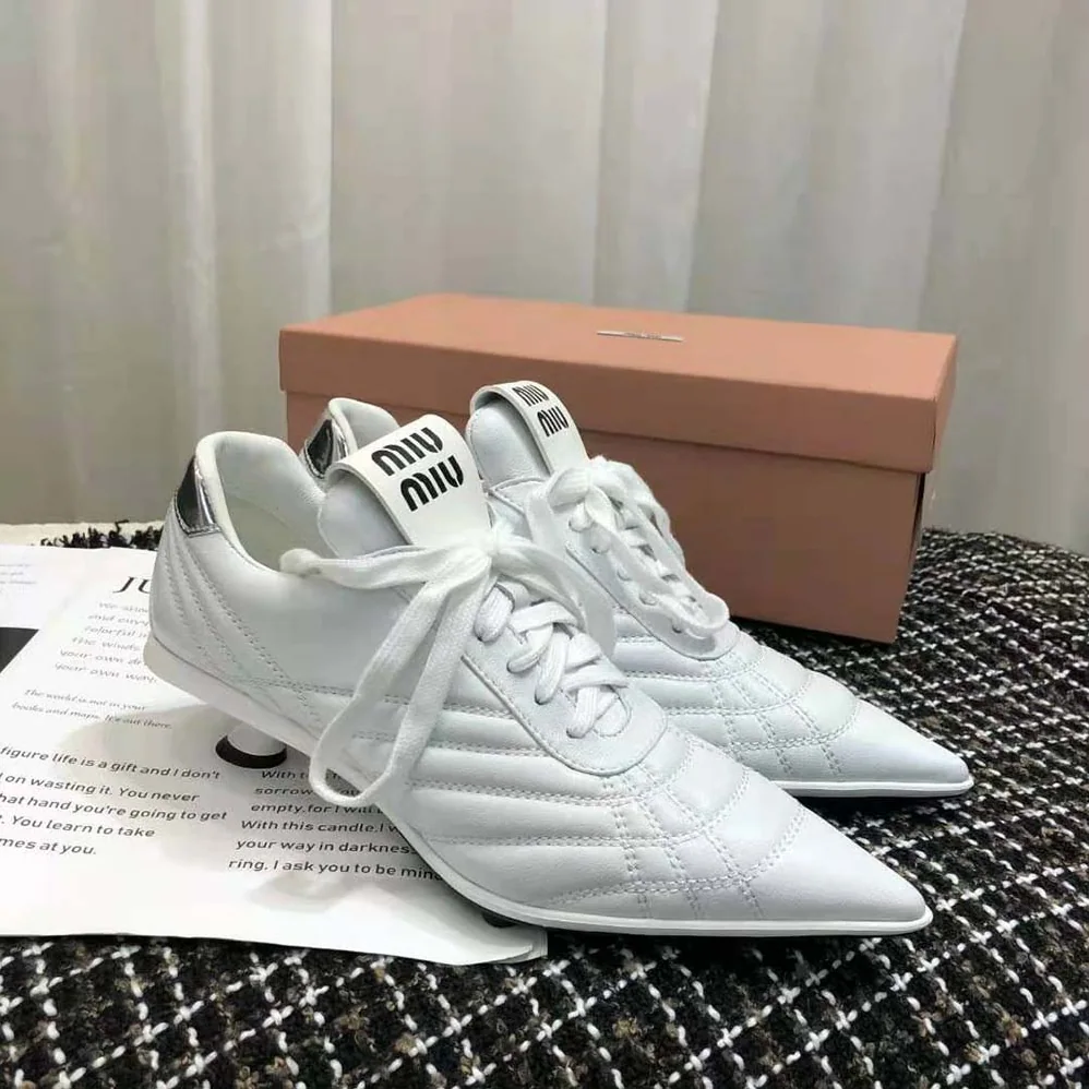 Miu Miu Nappa Leather Mid-heel Sneakers for Women in White