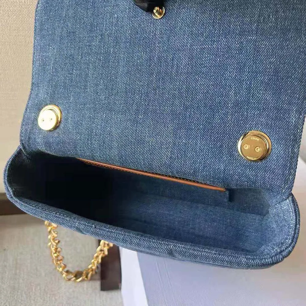 Celine Chain Shoulder Bag Matelasse Monochrome Celine in Quilted Denim for Women Celine Chain Shoulder Bag Matelasse Monochrome Celine in Quilted Denim for Women