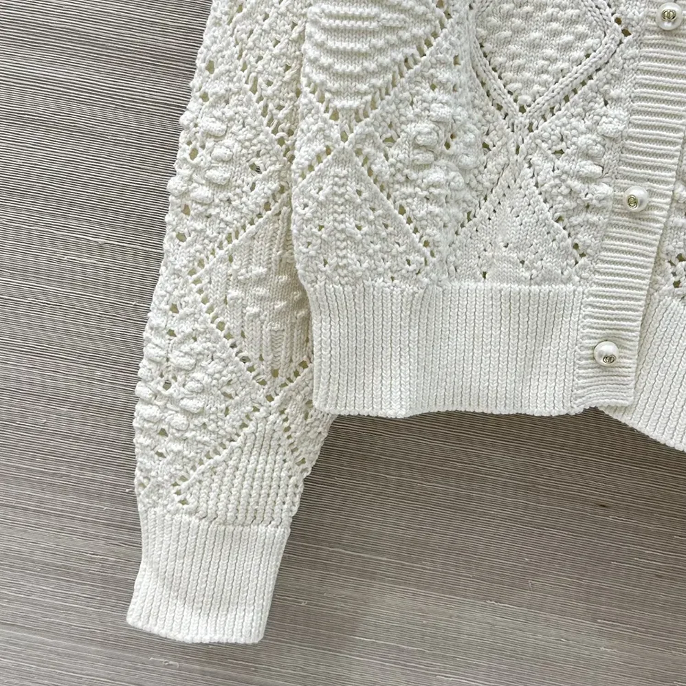 Dior Twinset White Openwork Cotton Knit for Women