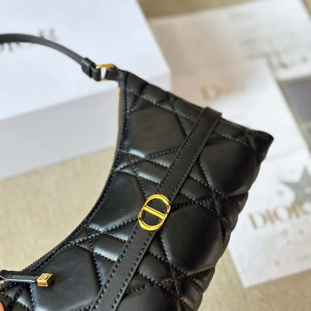 Dior Miss Caro Cigale Mini Bag Black Macrocannage Lambskin for Women