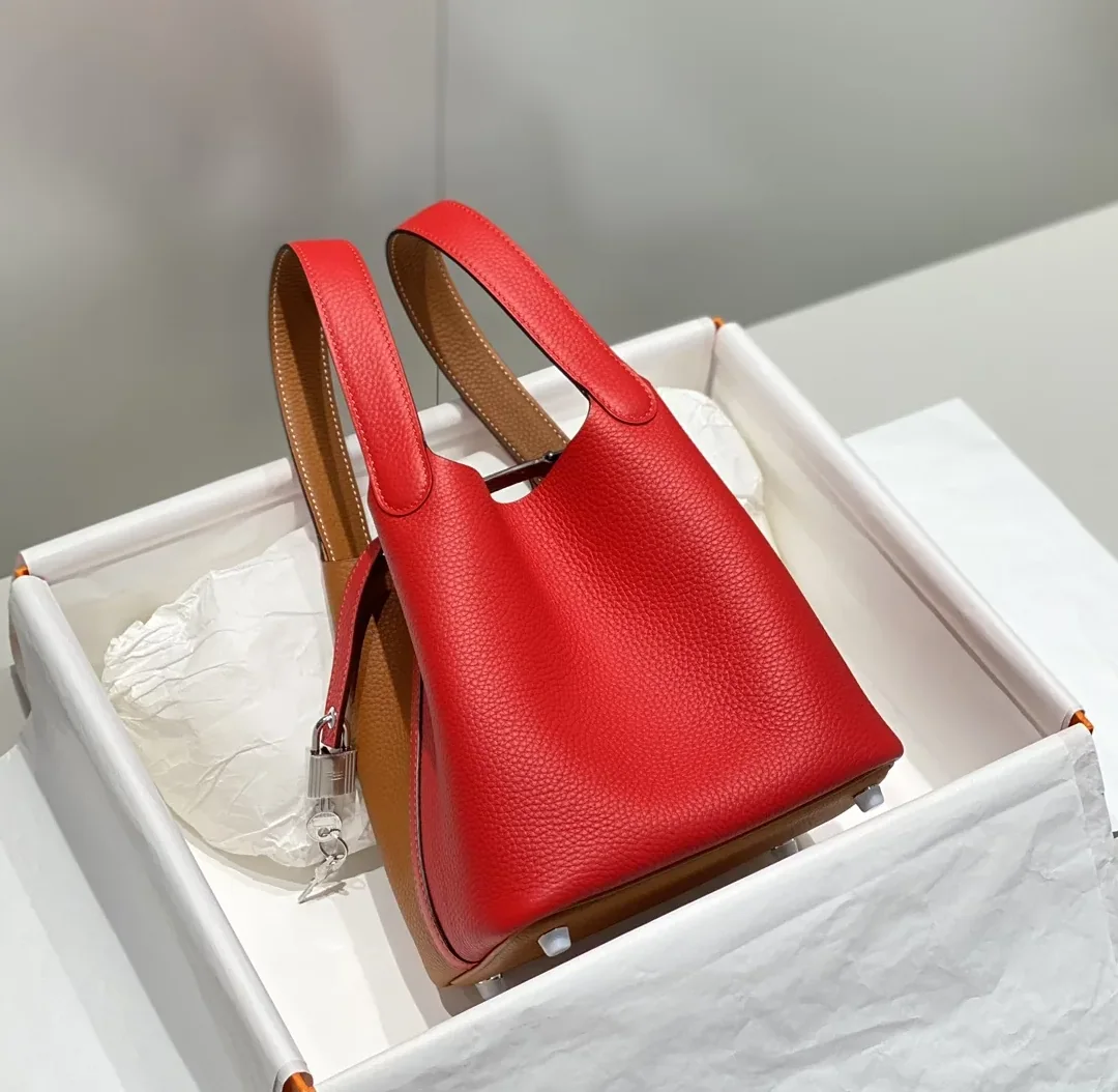 Hermes Picotin Lock 18 Bag Brown in Red / Hermes Picotin Lock 18 Bag Brown in Red /
