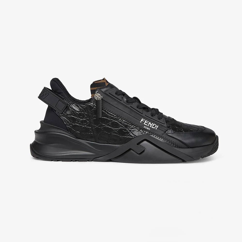 Fendi Sneakers Black Caiman Low for Women in Tops Fendi Sneakers Black Caiman Low for Women in Tops