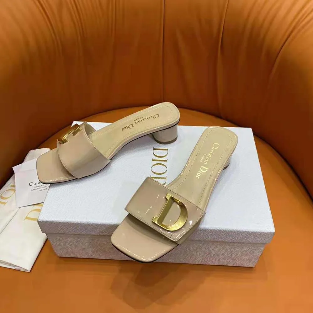 Dior C'est Dior Heeled Slide Nude Patent Calfskin for Women Dior C'est Dior Heeled Slide Nude Patent Calfskin for Women
