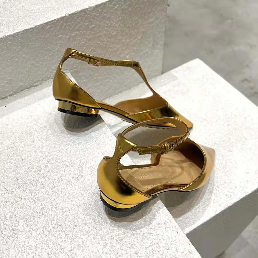 Bottega Veneta Rocket T-Bar Ballerina Flat Laminated Leather T-Bar Ballerina for Women in Gold Bottega Veneta Rocket T-Bar Ballerina Flat Laminated Leather T-Bar Ballerina for Women in Gold