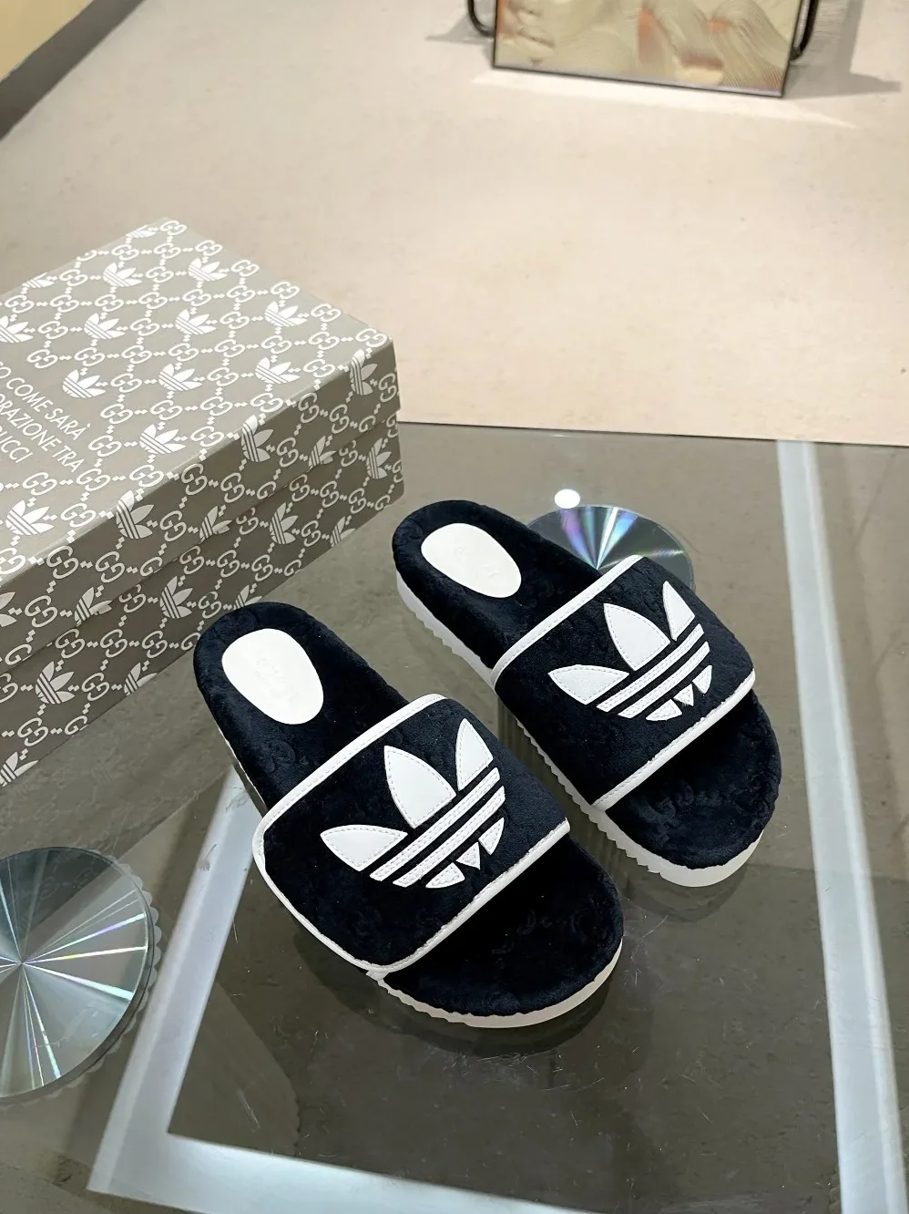 Gucci x Adidas GG Platform Sandal Black for Women Gucci x Adidas GG Platform Sandal Black for Women