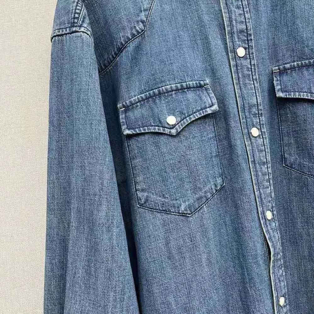 Celine Cowboy Painter Shirt in Denim for Women in Blue