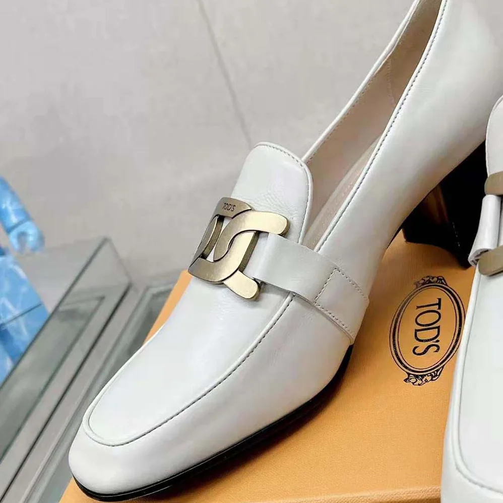 TODS Kate Loafers in Leather With Heel for Women in White