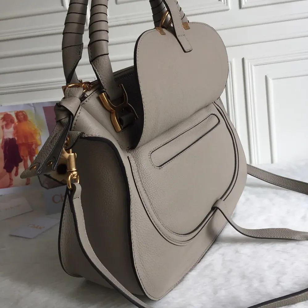 Chloe Marcie Bag in Grained Leather for Women in Grey
