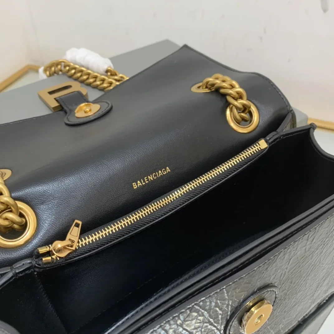 Balenciaga Crush Small Chain Bag In Black /
