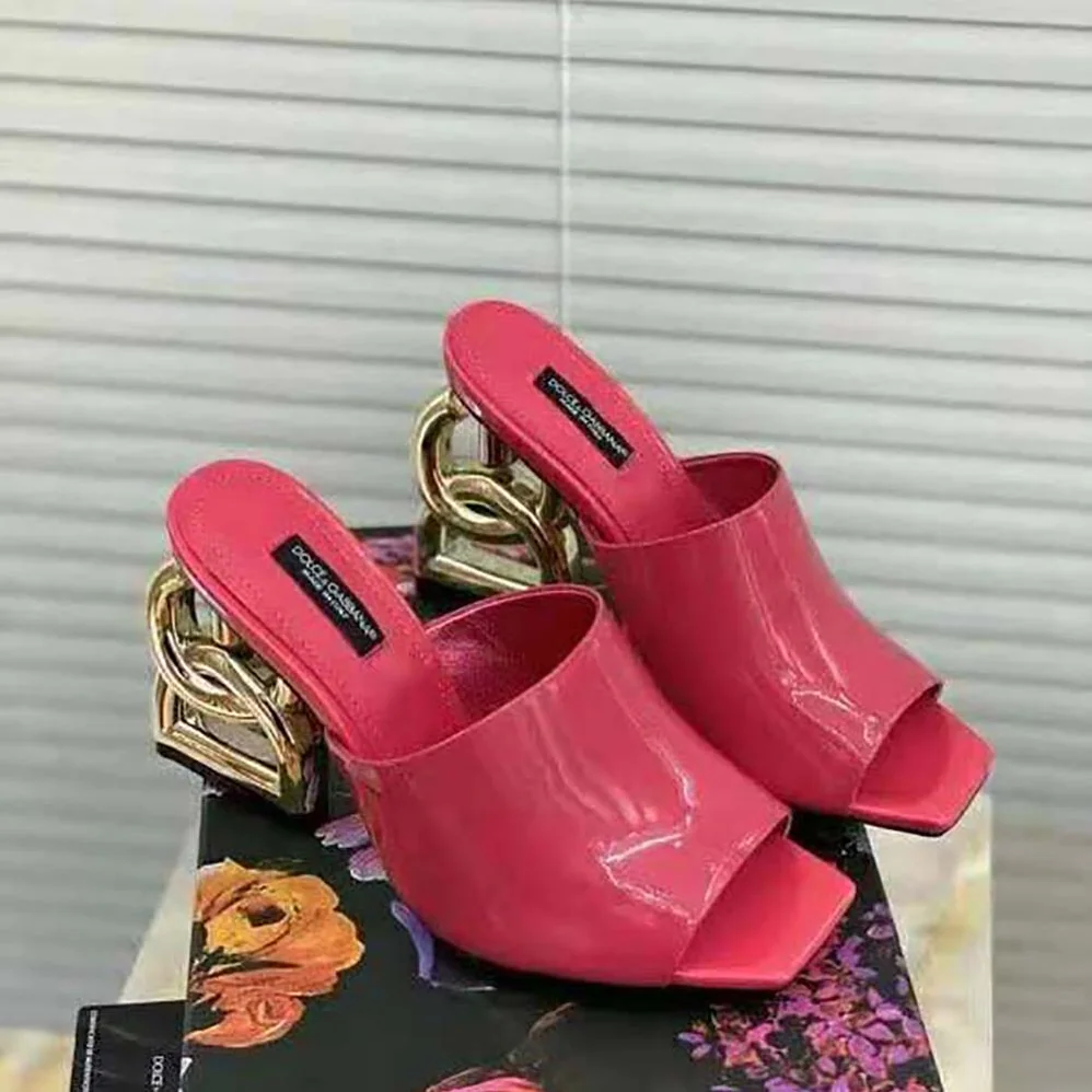 Dolce Gabbana D&G Patent Leather Mules with DG Pop Heel for Women Dolce Gabbana D&G Patent Leather Mules with DG Pop Heel for Women