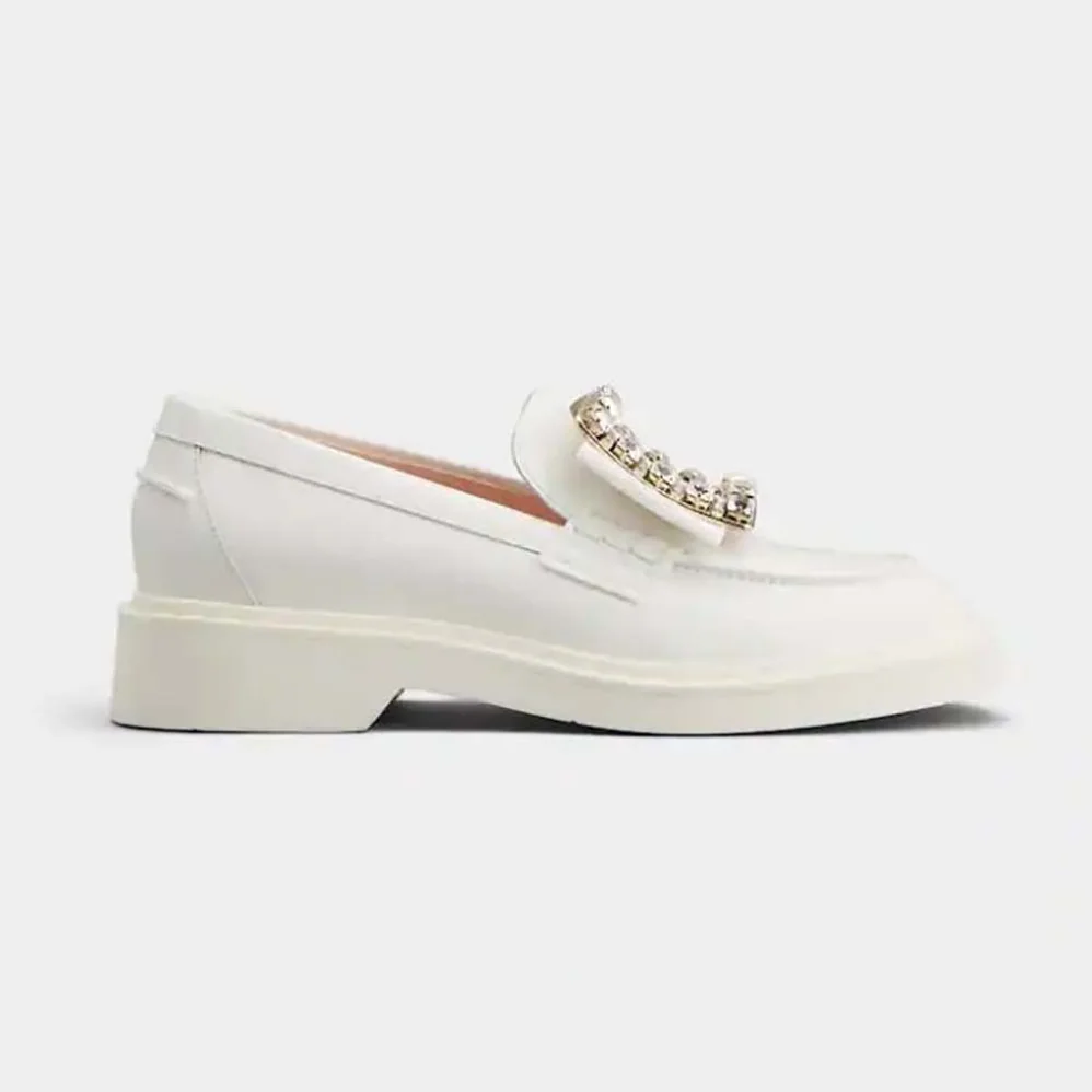 Roger Vivier Viv' Rangers Strass Buckle Loafers in Leather for Women Roger Vivier Viv' Rangers Strass Buckle Loafers in Leather for Women