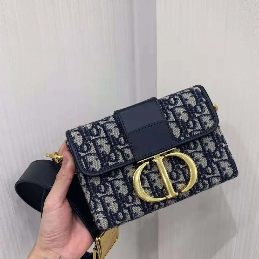 Dior 30 Montaigne Box Bag Blue Dior Oblique Jacquard for Women