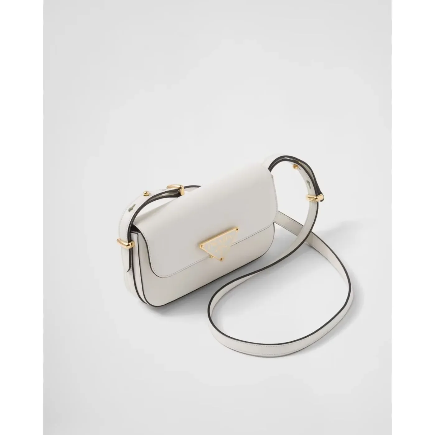 Prada Leather Shoulder White Bag 1BD339_ASK_F0PG7_V_MTO- / 8 Inches