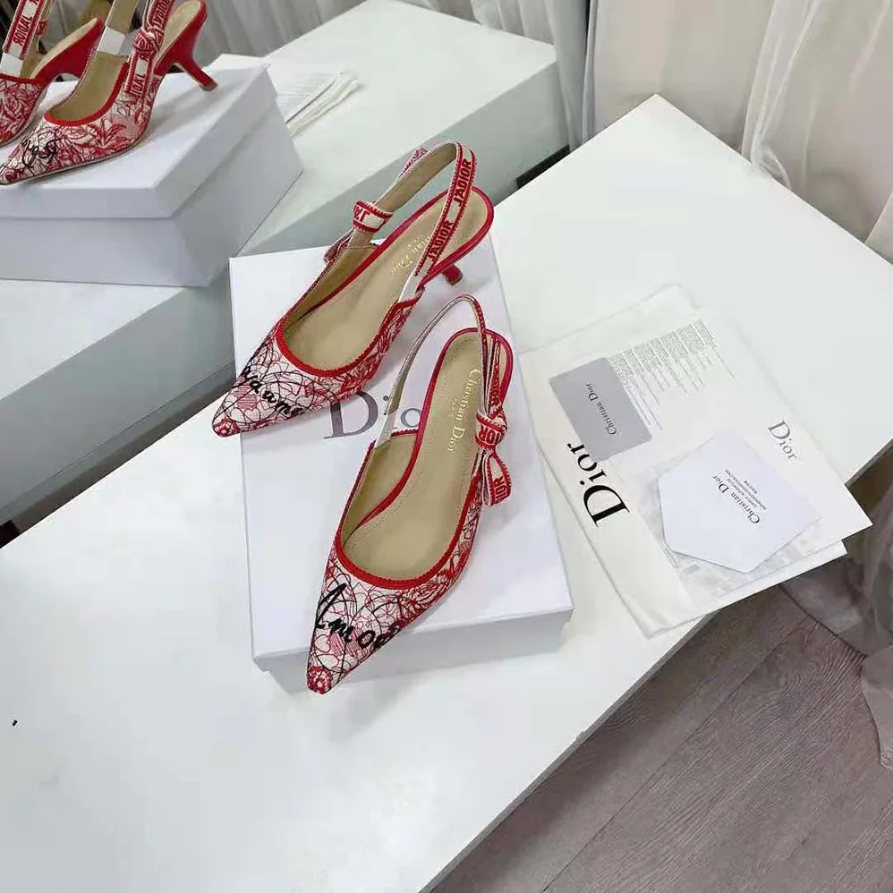 Dior J Adior Dioramour Slingback Pump D-Royaume D Amour Embroidered Cotton for Women Dior J Adior Dioramour Slingback Pump D-Royaume D Amour Embroidered Cotton for Women
