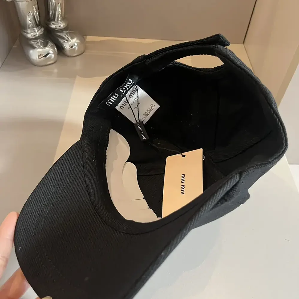 Miu Miu Drill Baseball Cap-Black 5HC179_2DXI_F0967 for Women