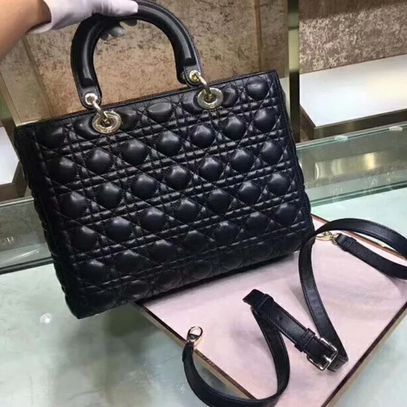 Dior Lady Dior Lambskin Tote Bag for Women in Black Dior Lady Dior Lambskin Tote Bag for Women in Black