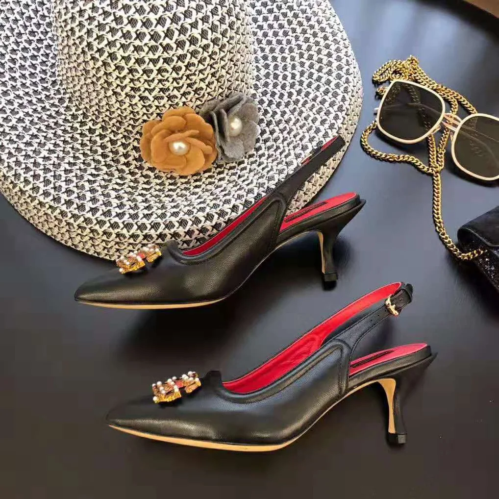 Dolce Gabbana D&G DG AMORE Slingbacks in Calfskin for Women in Black Dolce Gabbana D&G DG AMORE Slingbacks in Calfskin for Women in Black