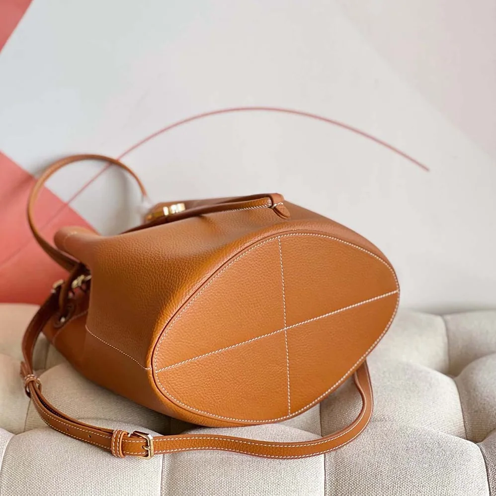 Burberry Grainy Leather Small TB Bucket Bag for Women in Brown Burberry Grainy Leather Small TB Bucket Bag for Women in Brown