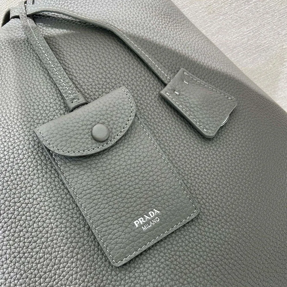 Prada Leather Tote for Unisex in Bamboo Gray