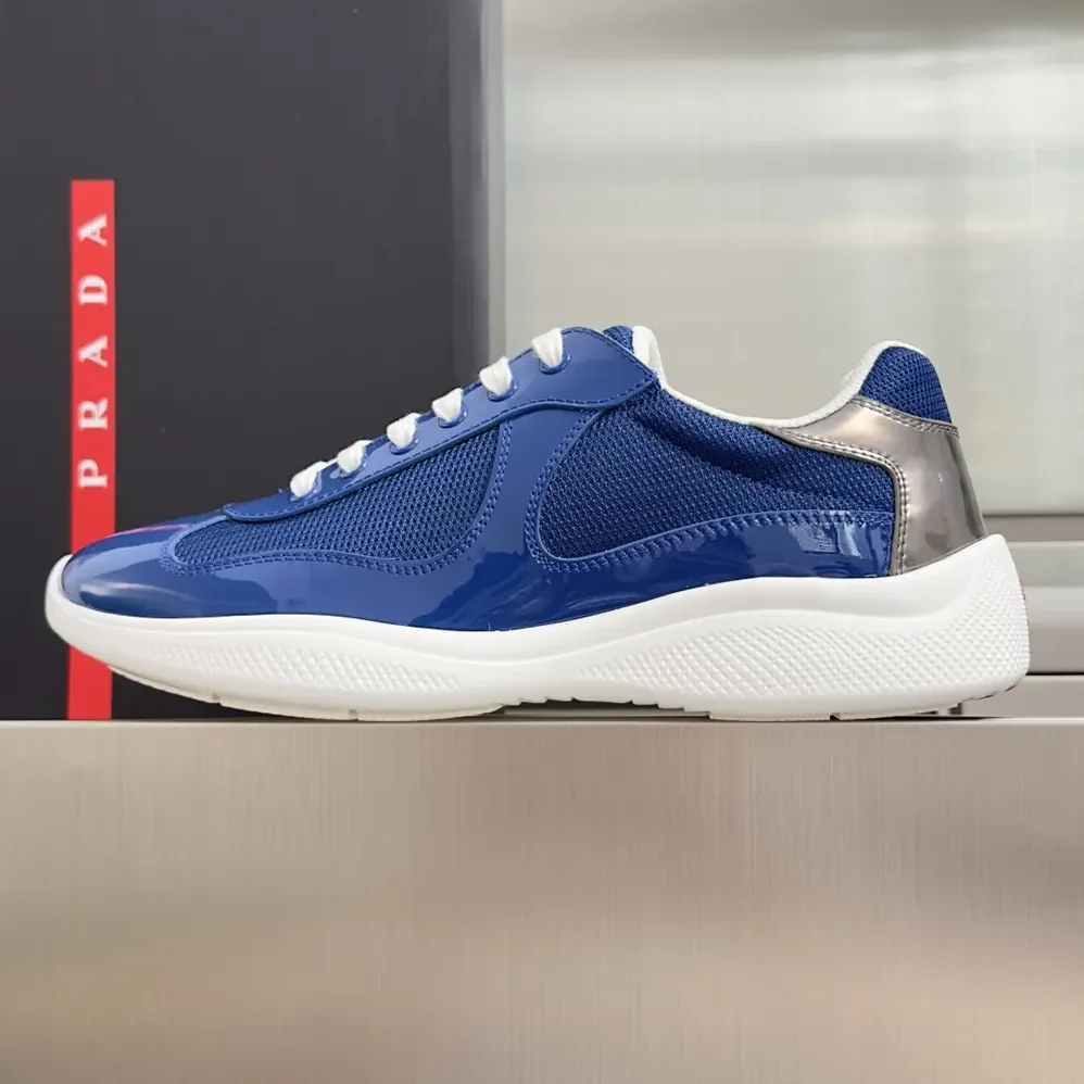 Prada Patent Leather And Technical Fabric Prada America'S Cup Sneakers for Unisex in Navy