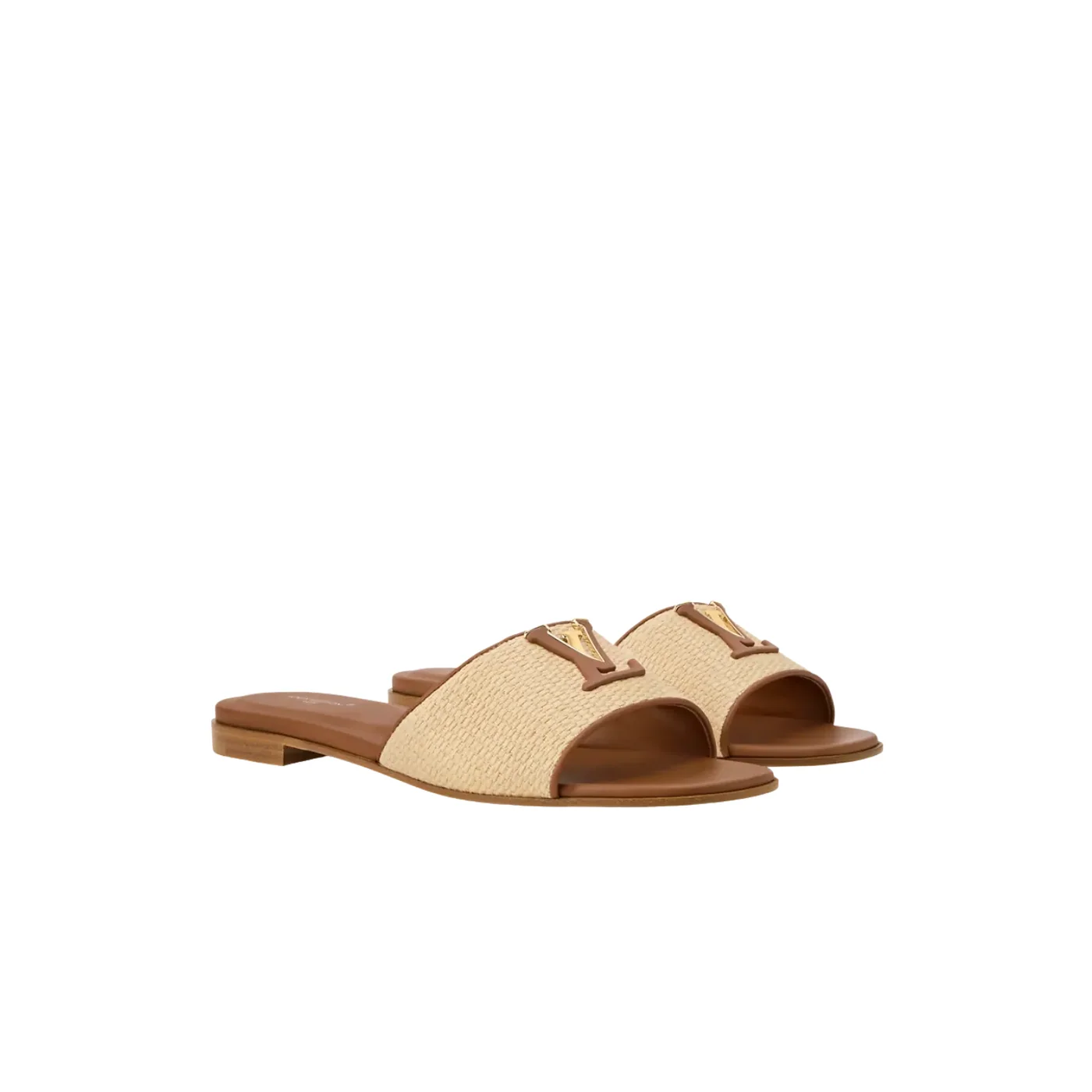 Louis Vuitton LV Mare Flat Mules Natural Beige Raffia 1AK3A4 Louis Vuitton LV Mare Flat Mules Natural Beige Raffia 1AK3A4