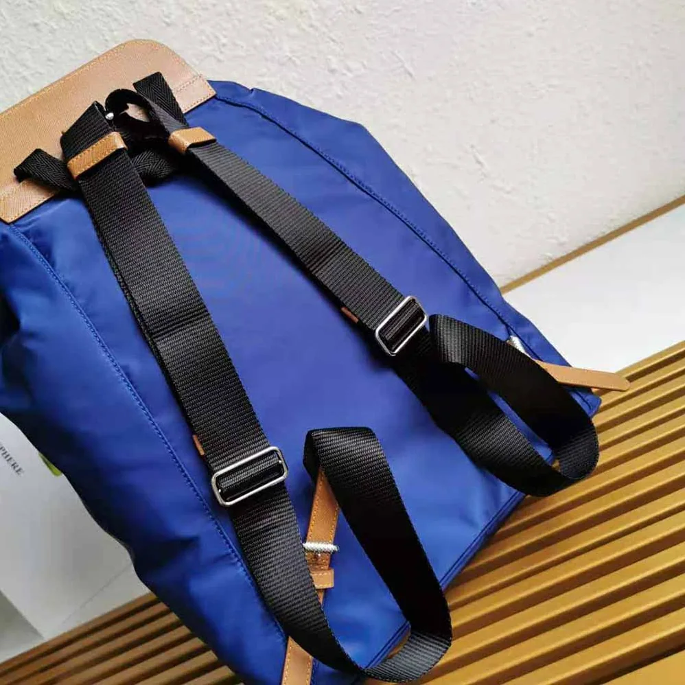 Prada Nylon and Saffiano Leather Backpack for Women in Blue