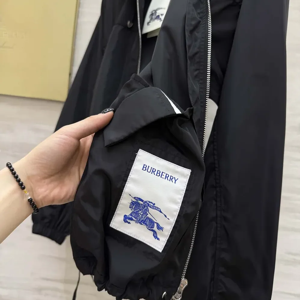 Burberry Knight Stamp Nylon Jacket for Men in Black