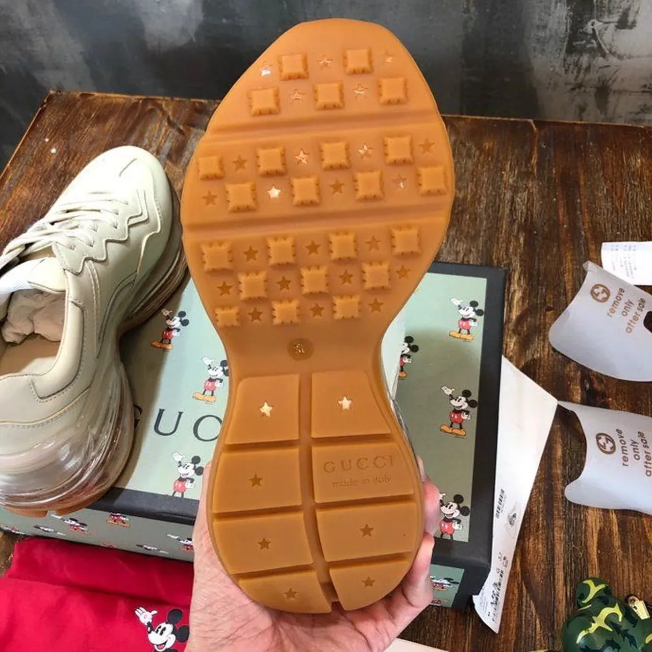 Gucci x Disney Mickey Rhyton Dad Transparent Sole Sneakers White Gucci x Disney Mickey Rhyton Dad Transparent Sole Sneakers White