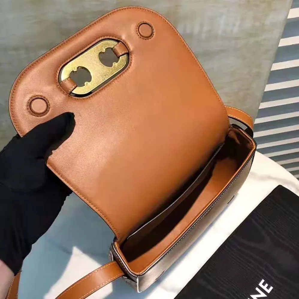 Celine Medium Maillon Triomphe Bag in Natural Calfskin for Women in Brown Celine Medium Maillon Triomphe Bag in Natural Calfskin for Women in Brown