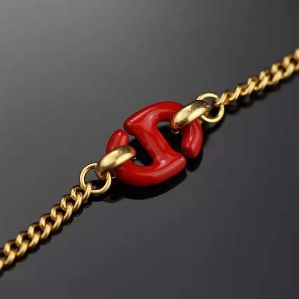 Dior CD Navy Bracelet Gold-Finish Metal and Raspberry Lacquer for Women Dior CD Navy Bracelet Gold-Finish Metal and Raspberry Lacquer for Women