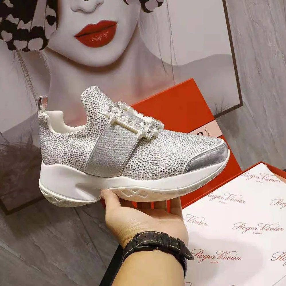 Roger Vivier Viv' Run Bling Strass Buckle Sneakers in Technical Fabrics for Women